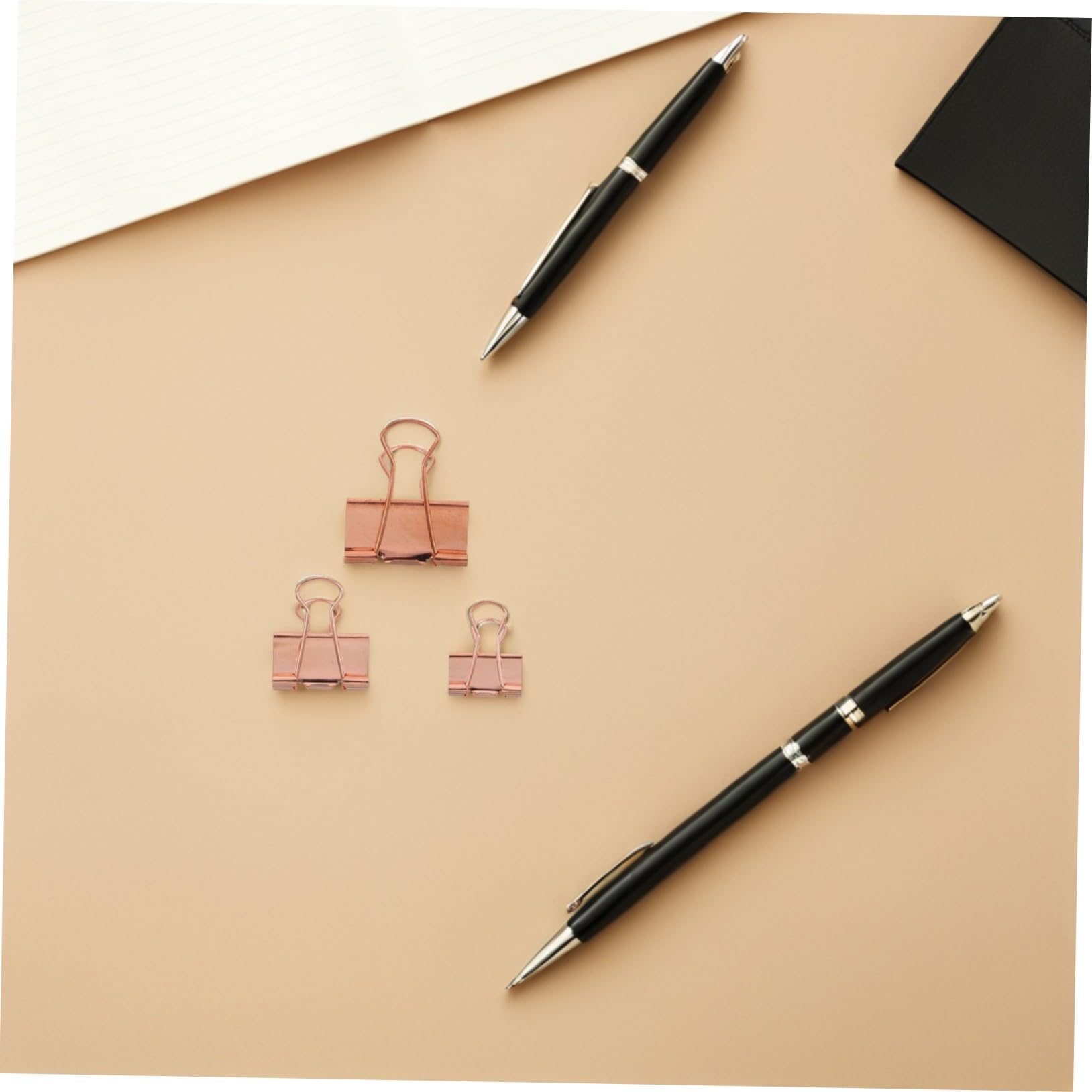 Angoily 112 Pezzi Clip Fermacarte in Metallo Piccoli Morsetti da Ufficio con Meccanismo a Coda Rinforzato Clip Portatili Rosa Oro per Organizzazione Documenti Casa Scuola e Lavoro