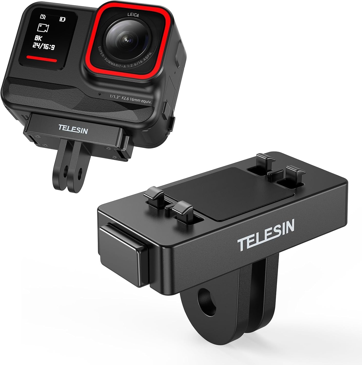TELESIN Magnetic Two-Claw Quick-Release Adapter for Insta 360 Ace, Ace Pro, Ace Pro 2, Action Cameras Mounting Accessories