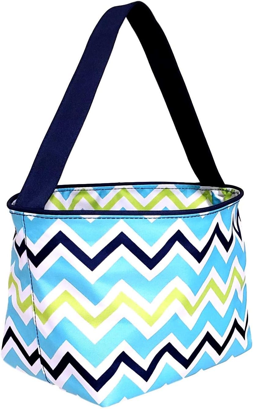 ZIg Zag Chevron Material Easter Basket Bucket for Toys Egg Hunting Party (Pink Chevron)