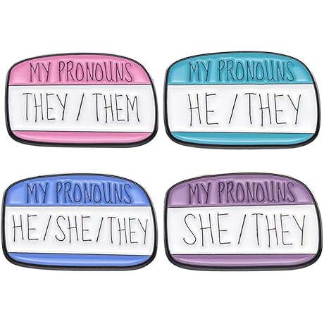 4Pcs MY PRONOUNS HE/THEY Enamel Pins: Personalize Your Belongings with Pride
