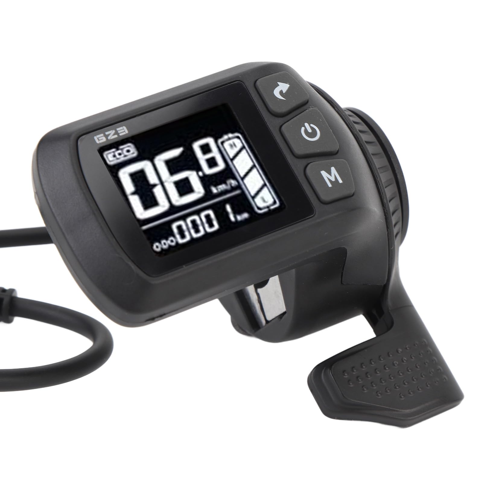 Srliya Wyświetlacz LCD do roweru elektrycznego, 2 w 1, wodoodporny, 5-biegunowe złącze, wyświetlacz roweru elektrycznego z wyświetlaczem LCD, czujnikiem prędkości i poziomu baterii, montaż na