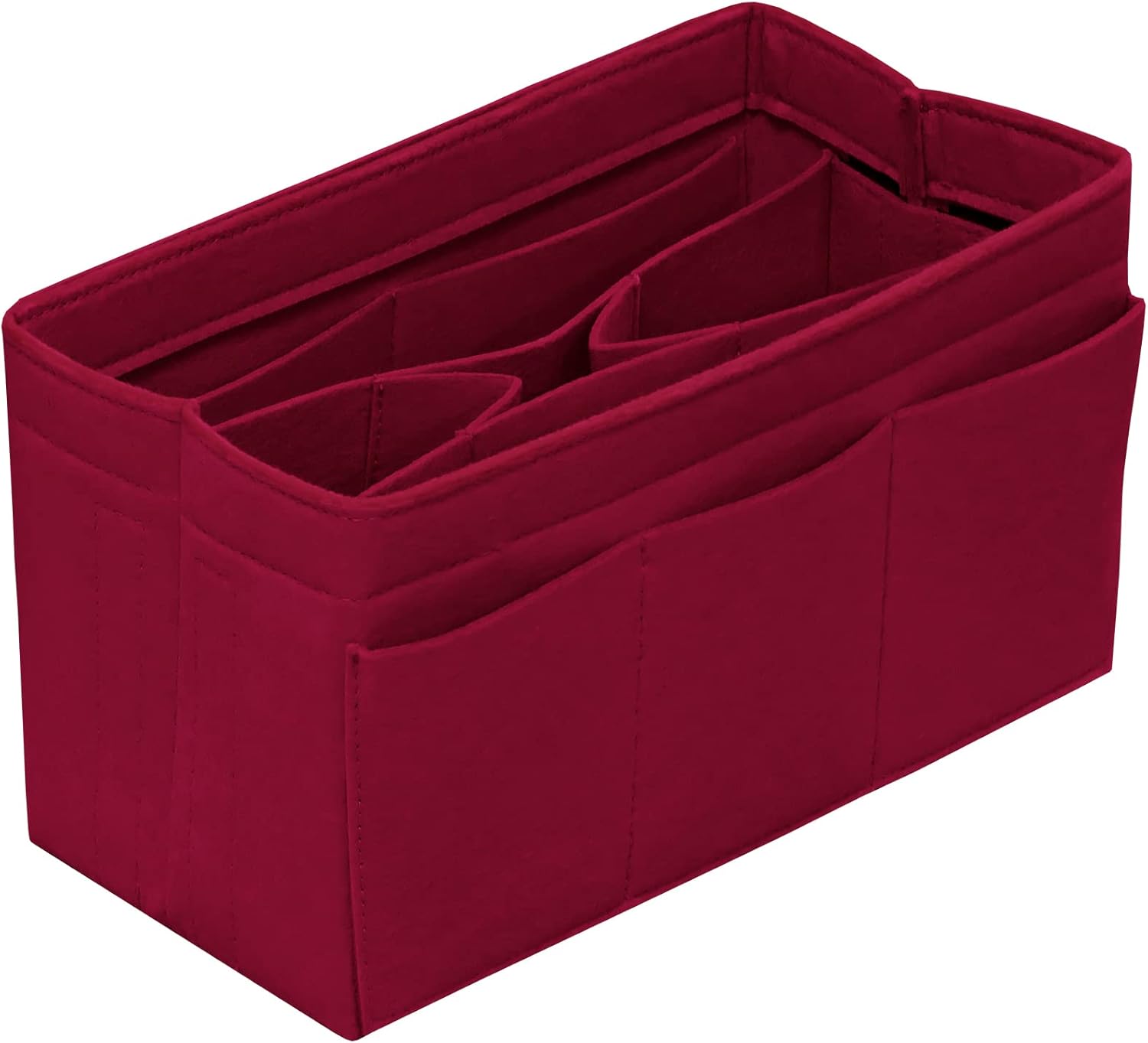 Purse Organizer Insert Felt Bag Organizer Handbag Organizer Insert Bag In Bag Organizer for Tote Purse Bag 14 Pockets Dark Red Large