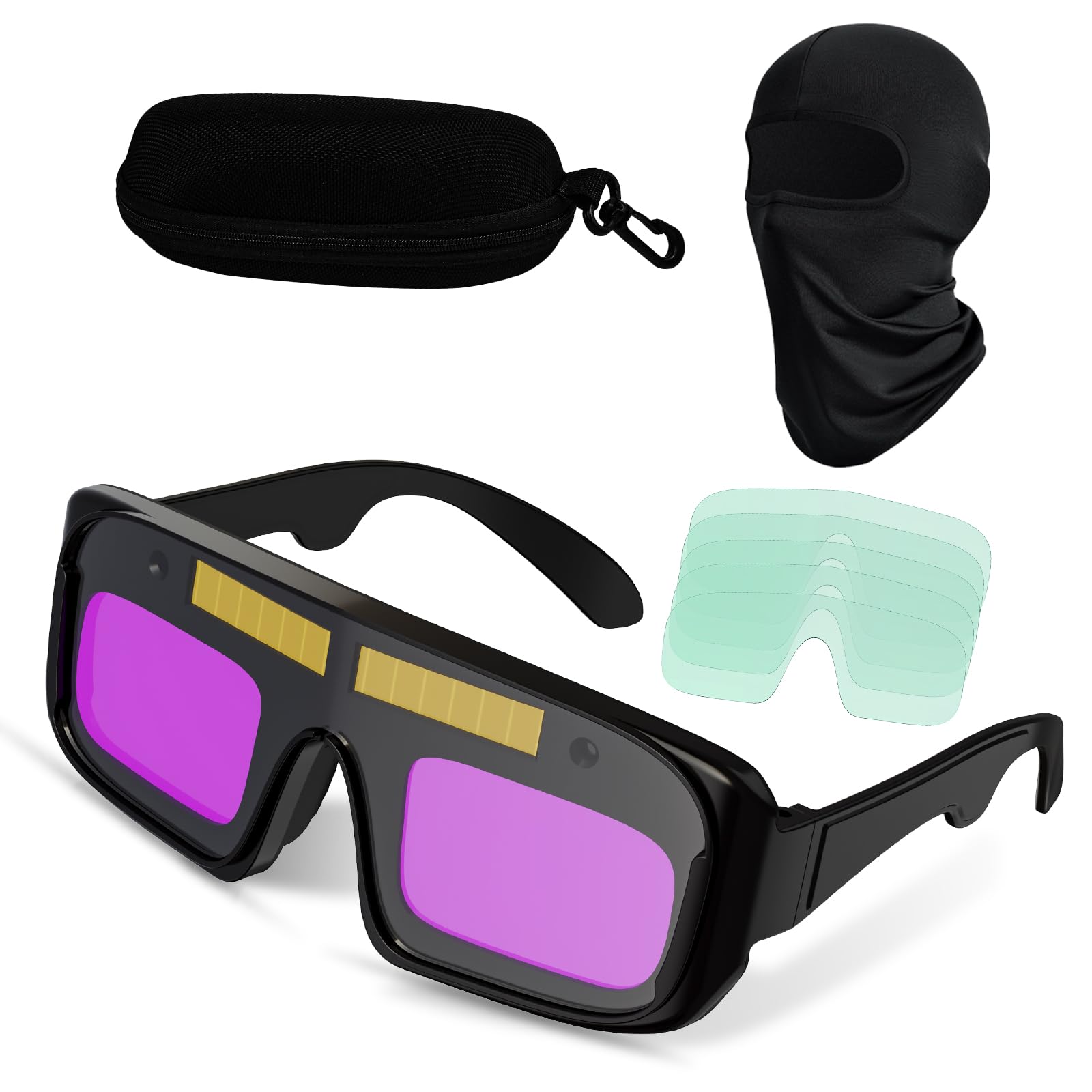 Gafas de soldadura de oscurecimiento automático, gafas de soldadura profesionales con energía solar con oscurecimiento automático con color real, gafas de seguridad de soldadura para TIG MIG ARC y