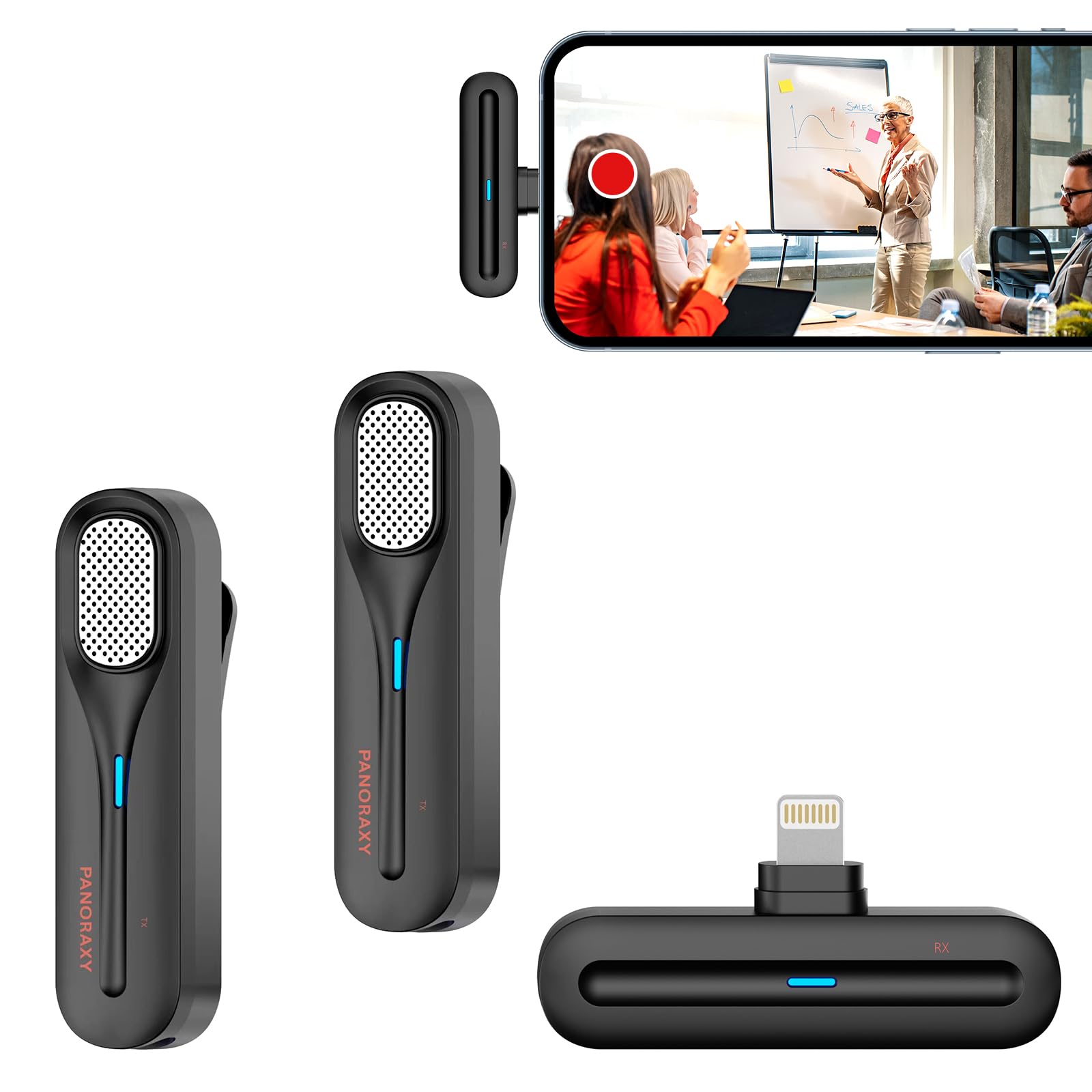 Lavalier Mikrofon Kabellos, Plug-Play Lavalier Microphon Wireless für iOS, Intelligentes Minimikrofon zur Geräuschreduktion ist einfach zu bedienen, geeignet für YouTube, TikTok, Facebook