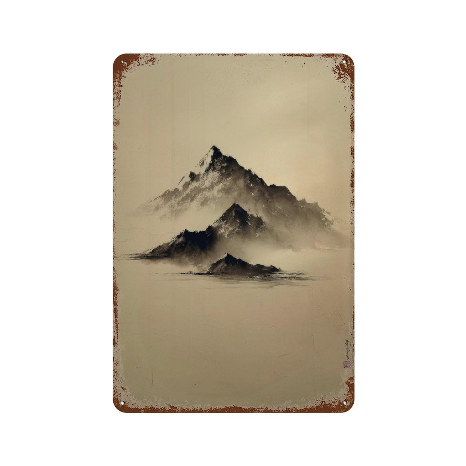 xiaoxiaoshen Mountain Landscape. Wabi Wall Decor Art Metal Tin Poster Modern Home Decor Art Home Bar Shop Decorations Vintage Sign 30x20cm