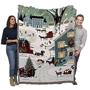 Pure Country Weavers Cape Cod Christmas Blanket by Charles Wysocki Early America Gift Tapestry Throw Woven from Cotton Made in The USA 72×54