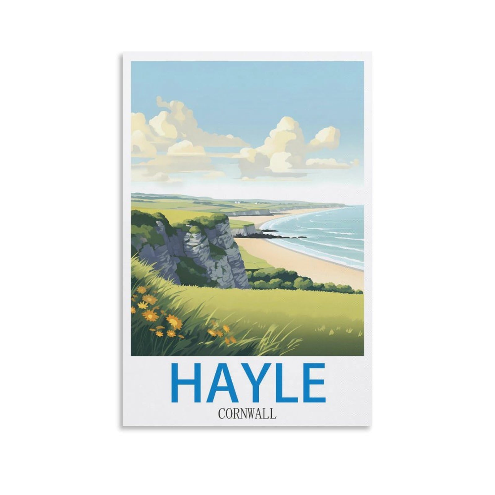 Fzyuen Unframe-Style Hayle Cornwall Vintage Travel Posters 08X12inch(20X30cm) Canvas Wall Art Prints For Wall Decor Room Decor Bedroom Decor
