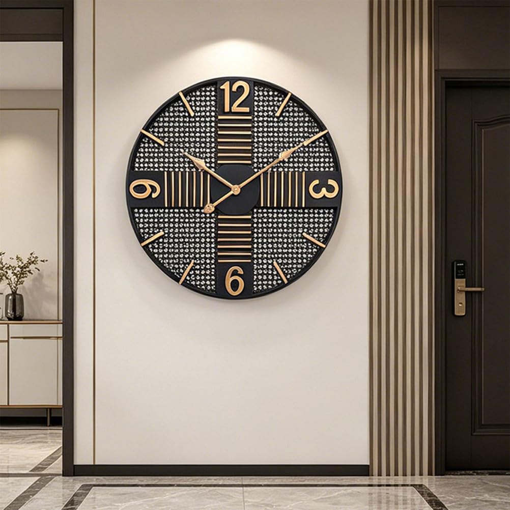Zegar ścienny duży okrągły przemysłowy siatka metal cichy kwarc antyczne złoto cyfry 3D puste kute żelazo vintage wystrój zegar na loft bar biuro hotel salon parapetówka prezent