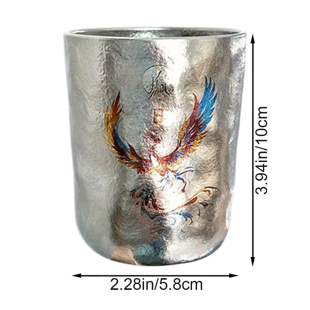 Mug Portable en Titane À Motif Dragon, Tasse À Café/bière Légère pour Boissons Froides, Idéale pour Maison Le Camping.