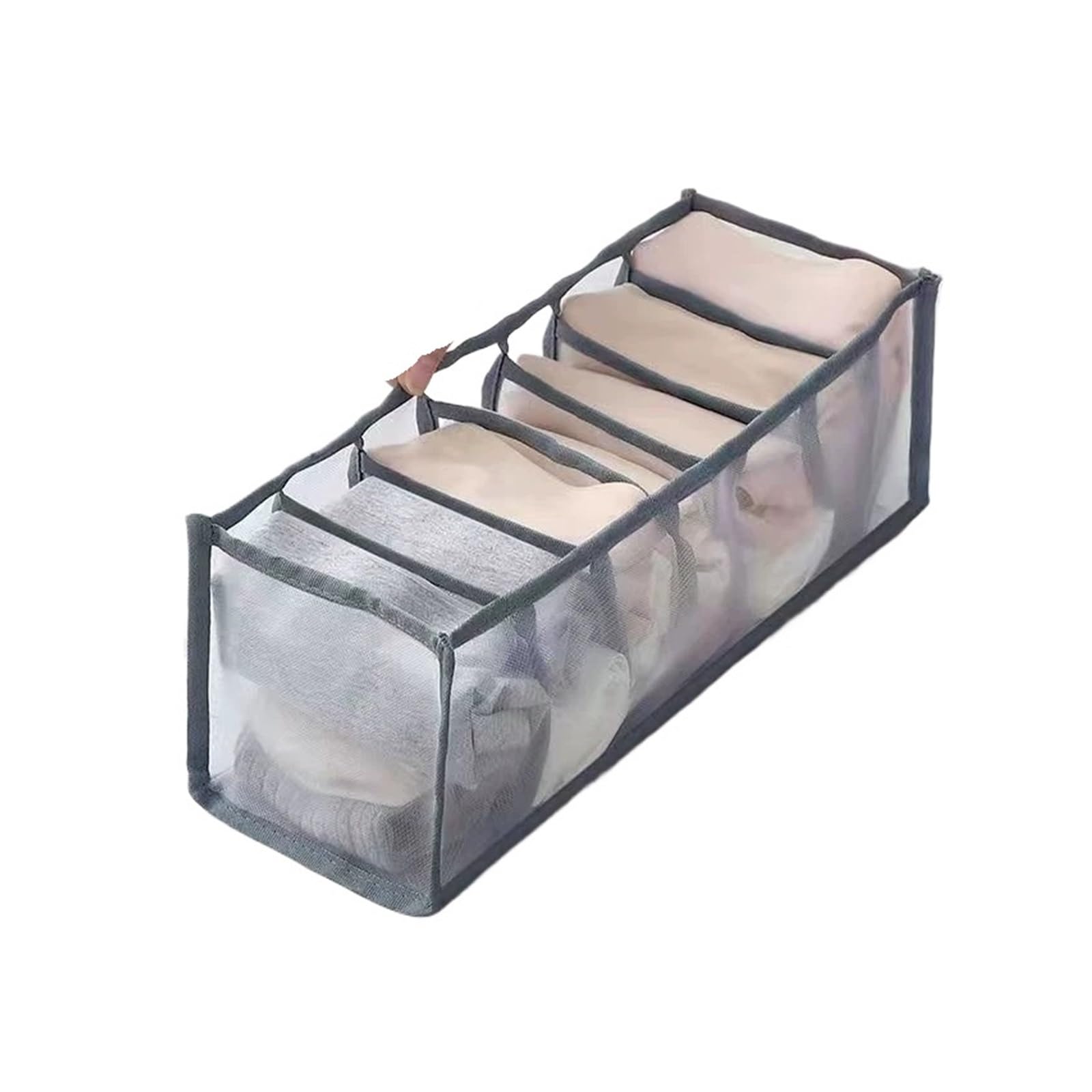 Fjoadnvm 1Pcs-Gray 7Grid Drawer Dividers Underwear Drawer Organizer Storage Box Gruds Foldable Closet Organizers Trancparent Mesh Divider For Underpants Socks Bra(1Pcs-Gray 7Grid)