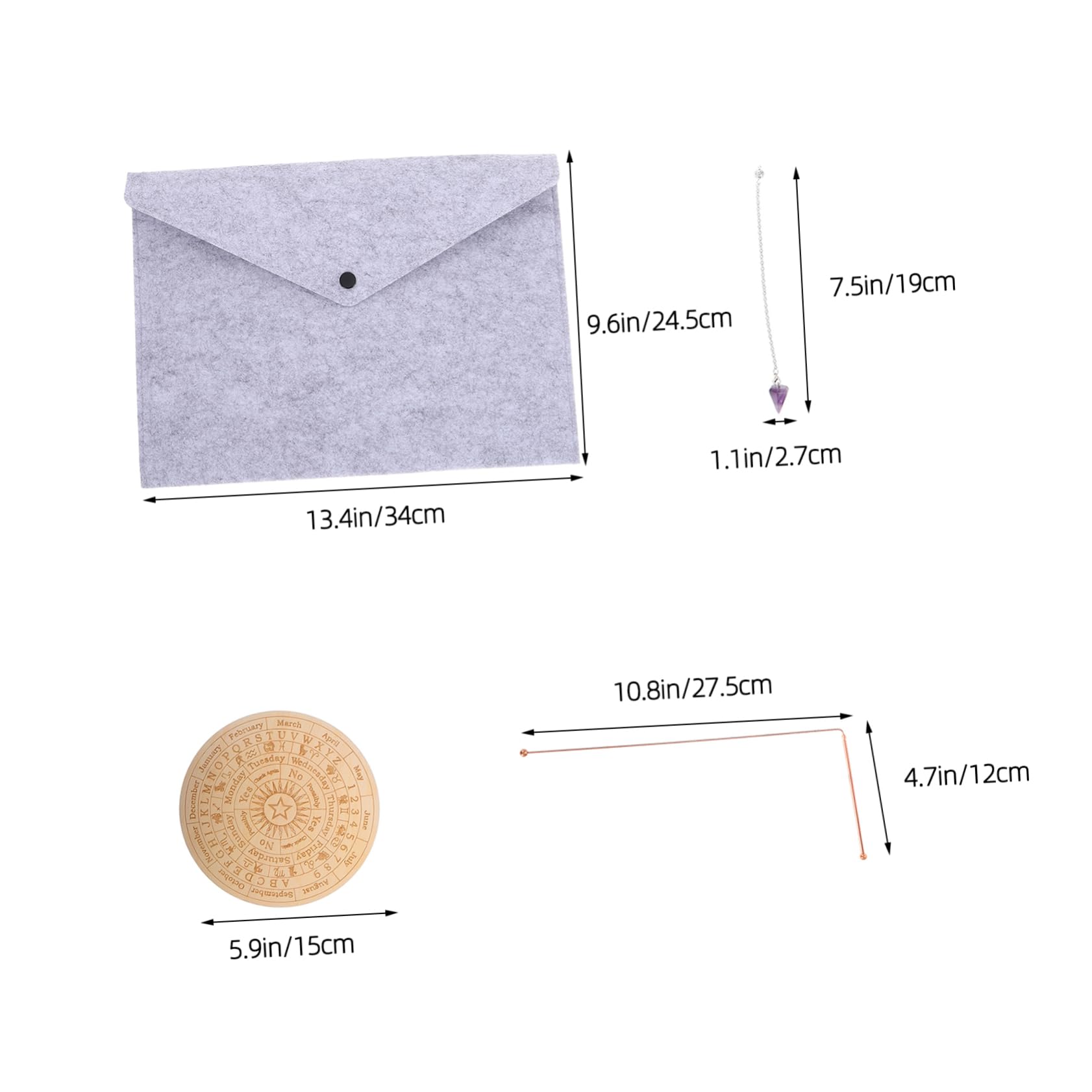 VILLFUL Ghost Hunting Dowsing Kit 99.9% Copper Divining Rods Spiritual Divination Tool Set Pendulum and Mat