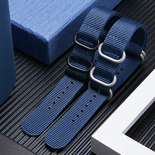 Image of BINLUN Premium Ballistic Nylon Watch Strap, Heavy Duty 5-Ring Replacement Watch Band with Stainless Steel Buckle, Durable & Comfortable Sport Band for Men Women, Fits 18-24mm