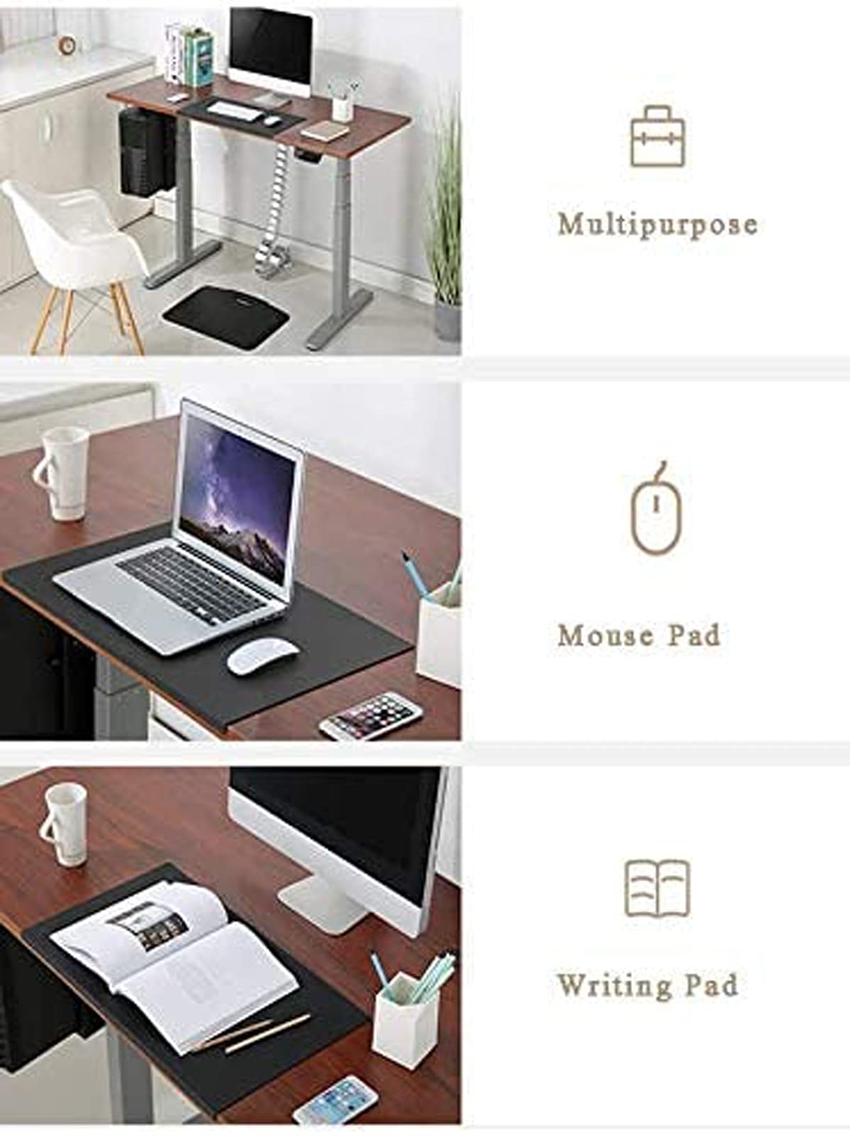 Sous-main de bureau en cuir synthétique antidérapant, lisse, résistant aux rayures, avec protection des bords pour bureau à domicile, vert 60 x 120 cm