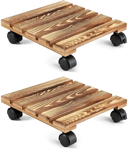 Yiting Plant Caddy with Wheels Heavy-Duty Rolling Plant Stand with Wheels Plant Dolly with Casters for Indoor and Outdoor Plant Roller Base Plant Saucer Mover (12 inch, Wood)