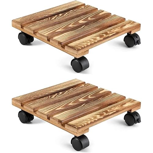 Yiting Plant Caddy With Wheels Heavy-Duty Rolling Plant Stand With Wheels Plant Dolly With Casters For Indoor And Outdoor Plant Roller Base Plant Saucer Mover (12 Inch, Wood) #TOP3