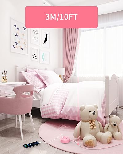 Miniatura 8 de NTONPOWER - Cable de extensión de 10 pies de largo con USB, estación de carga rosa NTONPOWER con 3 tomas de corriente y 2 USB, enchufe plano,