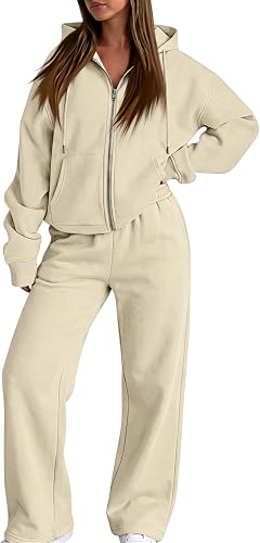 Vividcrate Full Zip Sweat Set for Women 2 Piece Comfort Long Sleeve Matching Set