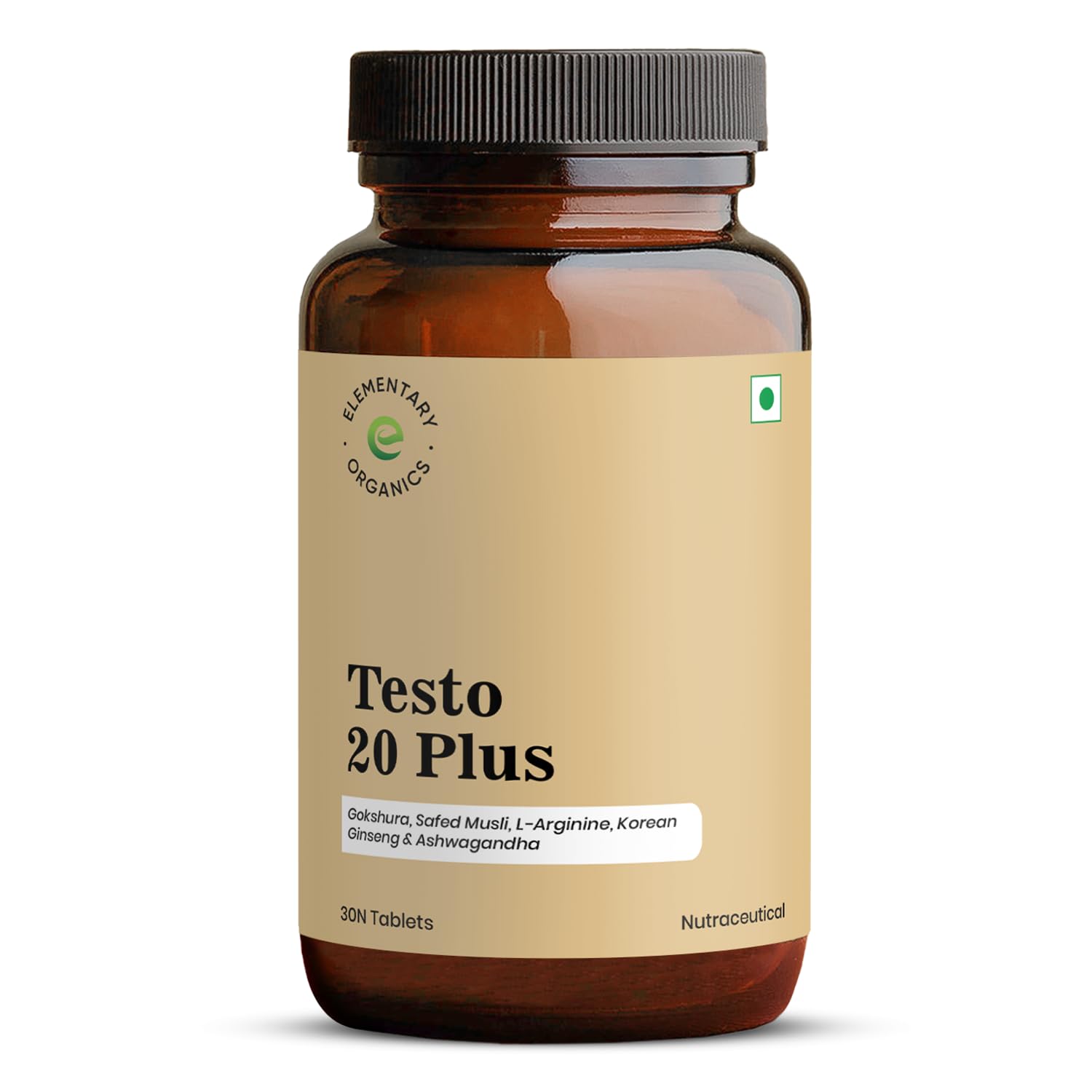 Elementary Organics Testo 20 Plus Supplement with Gokshura, Safed Musli, L-Arginine, Ashwagandha | Strength | Stamina | Performance | Energy – 30 Veg Tablets-picture-20