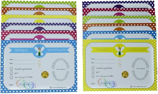 12 Official Tooth Fairy Certificates