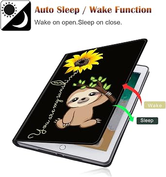 for Samsung Galaxy Tab A8 Case 10.5 inch 2022, with Coaster Adjustable Stand Auto Wake & Sleep Smart Cover for 10.5 Tablet SM-X200/X205/X207 - Sunflower and Sloth (Pen Bag)