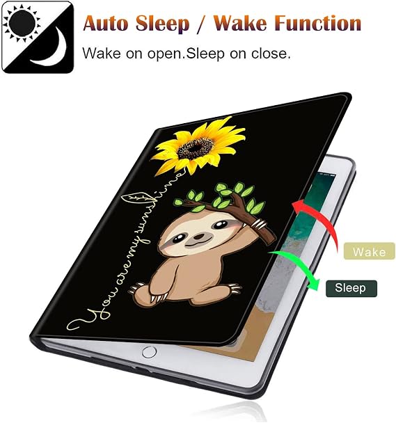for Samsung Galaxy Tab A8 Case 10.5 inch 2022, with Coaster Adjustable Stand Auto Wake & Sleep Smart Cover for 10.5 Tablet SM-X200/X205/X207 - Sunflower and Sloth (Pen Bag)