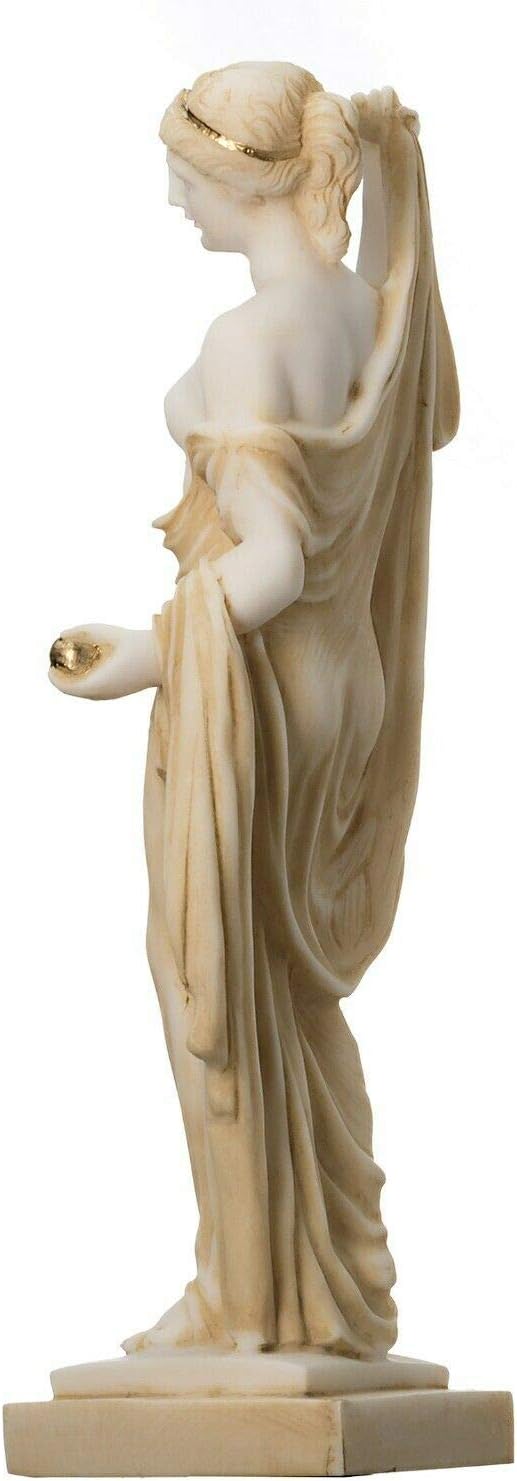 Eris Statue Gold Tone Holding Golden Apple of Discord Greek Goddess of Strife