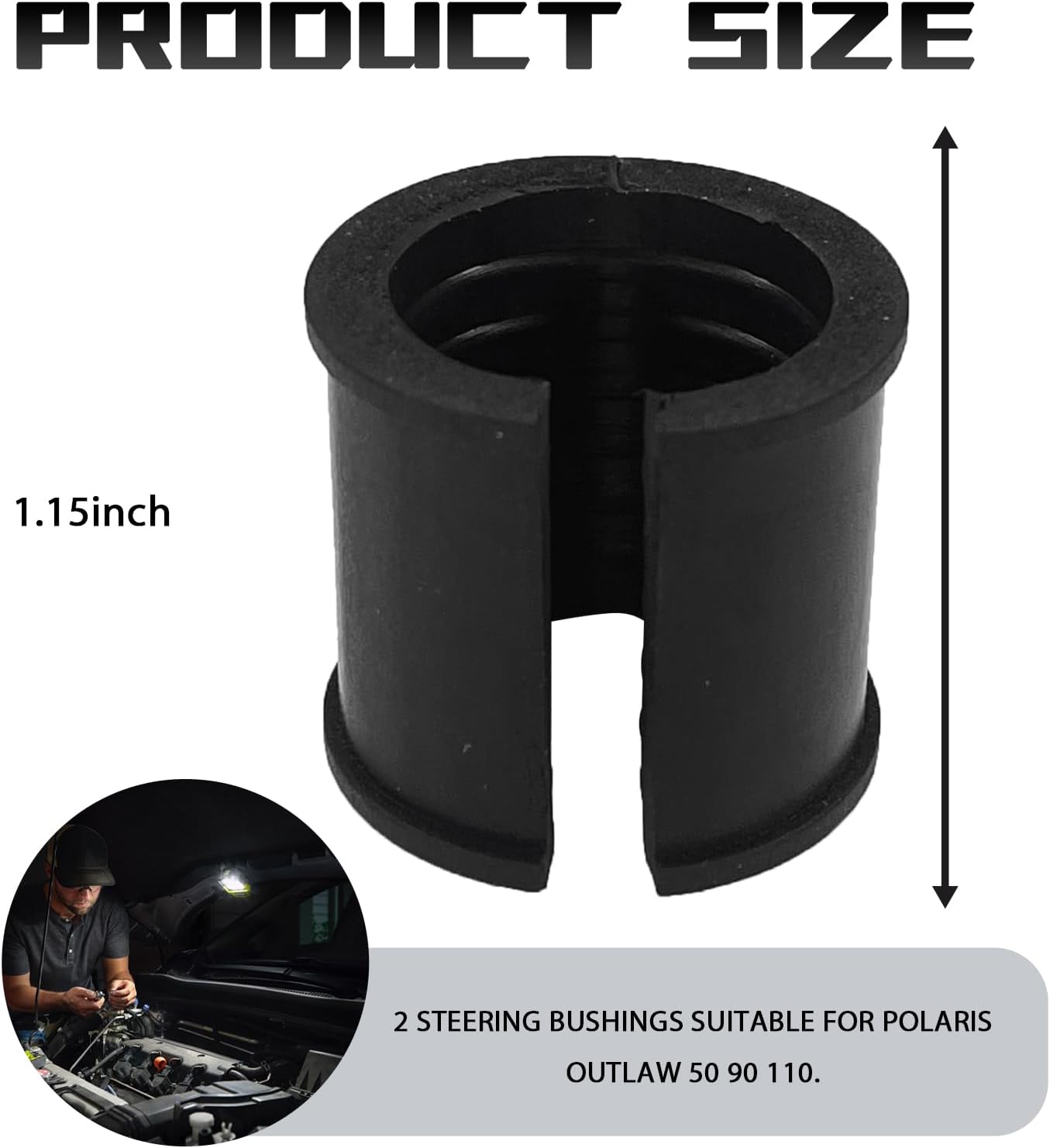 2PCS Steering Shaft Bushings for Polaris Sportsman Outlaw 90 110 Predator Scrambler 50 90 110 Steering Shaft Sleeves Idler Gear Post Swing Arm Bushings 0450499 Replacement for Polaris ATV UTV