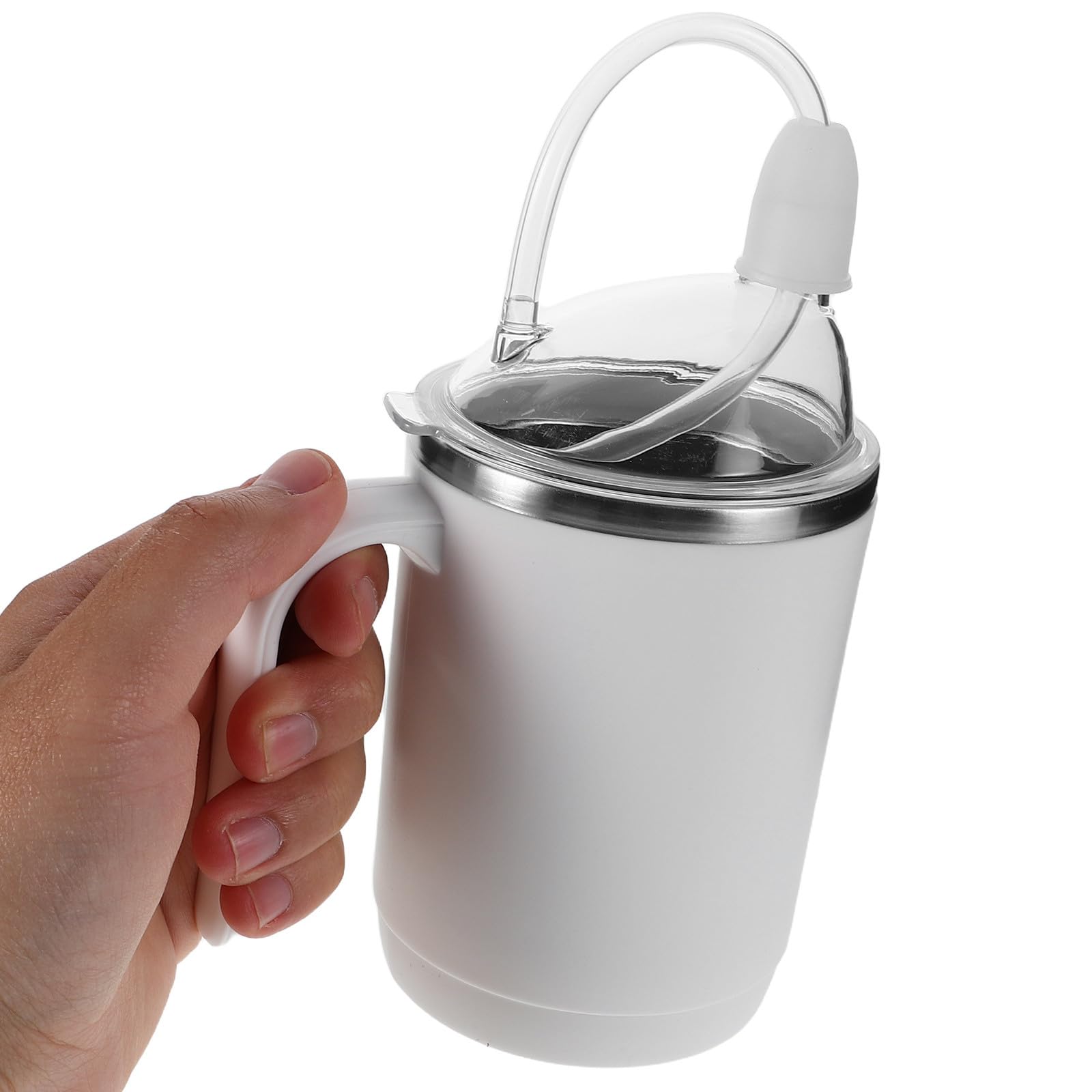 Hemobllo Auslaufsicherer Trinkbecher Edelstahl mit 450ml Fassungsvermögen und Griff und Material für Ältere Menschen für Bettlägerige Senioren im Alltag