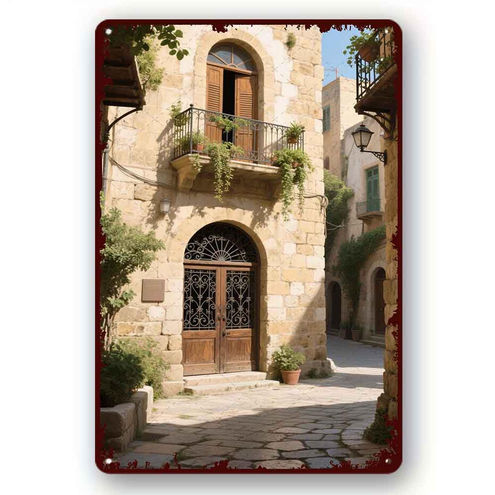 peiyeety Retro Tin Sign Funny Old Acre Haifa, Israel Fun Home Home Bathroom Patio Bar Cafe Tin Sign 8x12 Inch