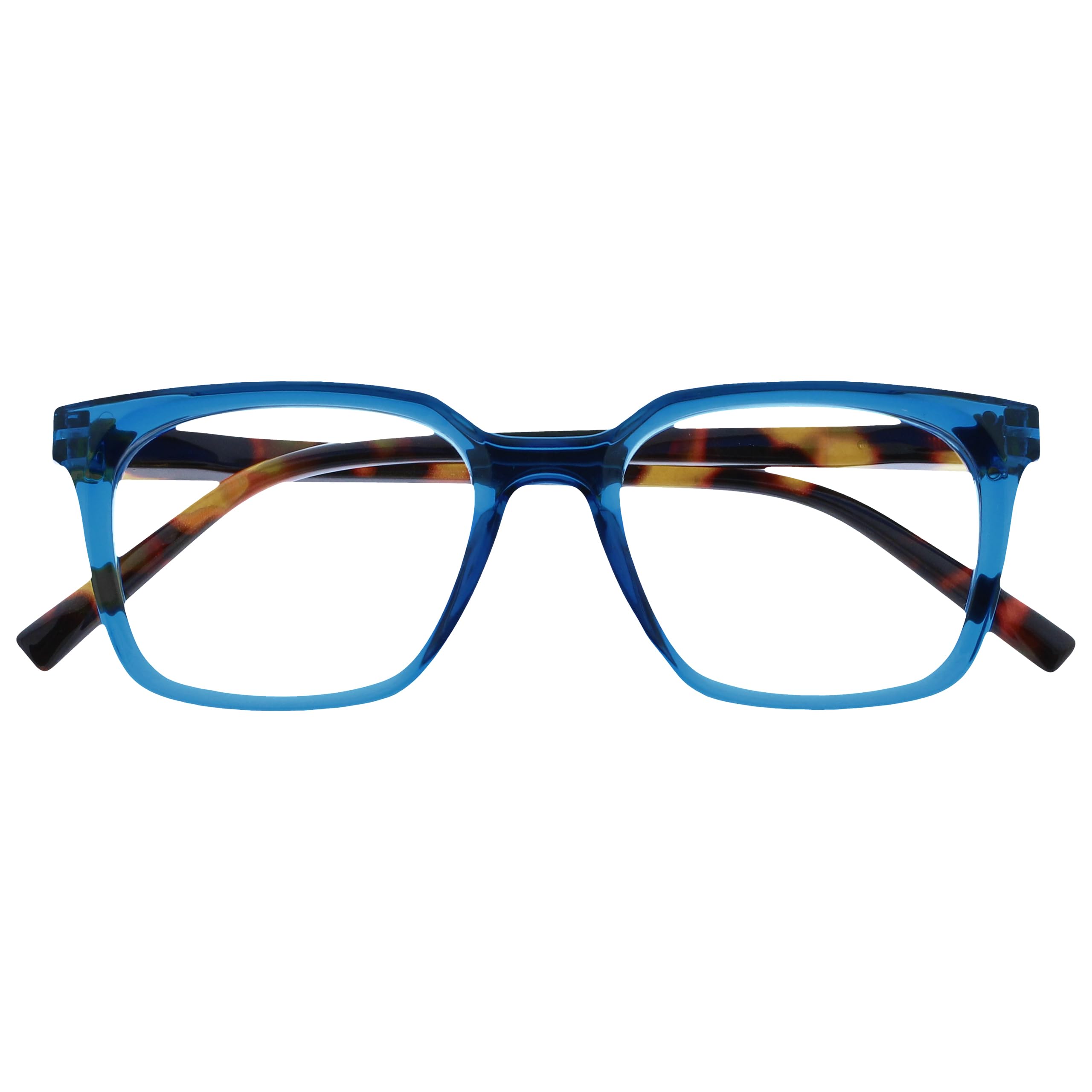 OPULIZE KOI Reading Glasses - Large Rectangular Frame - Blue - Mens Womens - Spring Hinges - R50-3 - +1.00