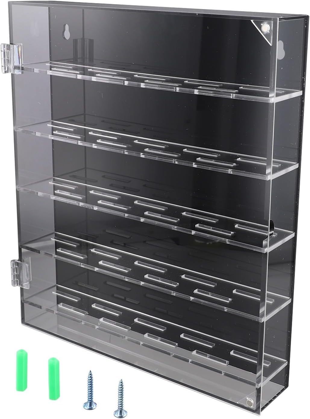 Acrylic Round Coin Display Case, Transparent Challenge Coin Holder for 40mm & Badges, Wall Mount Medal Collection Showcase Cabinet with Removable Shelf(White bottom)