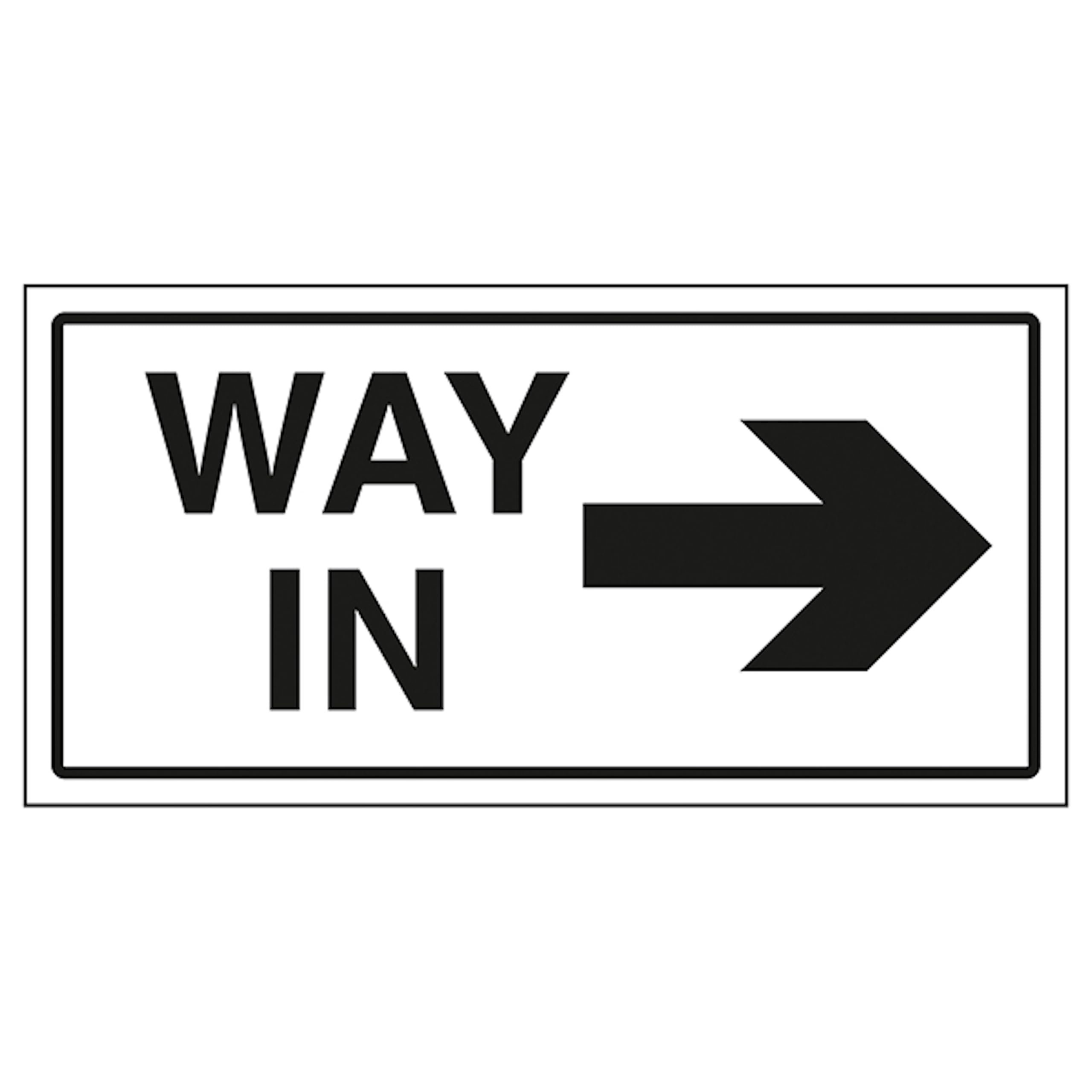 V Safety Way In Arrow Right 300 x 150 mm - 1mm Rigid Plastic Safety Sign