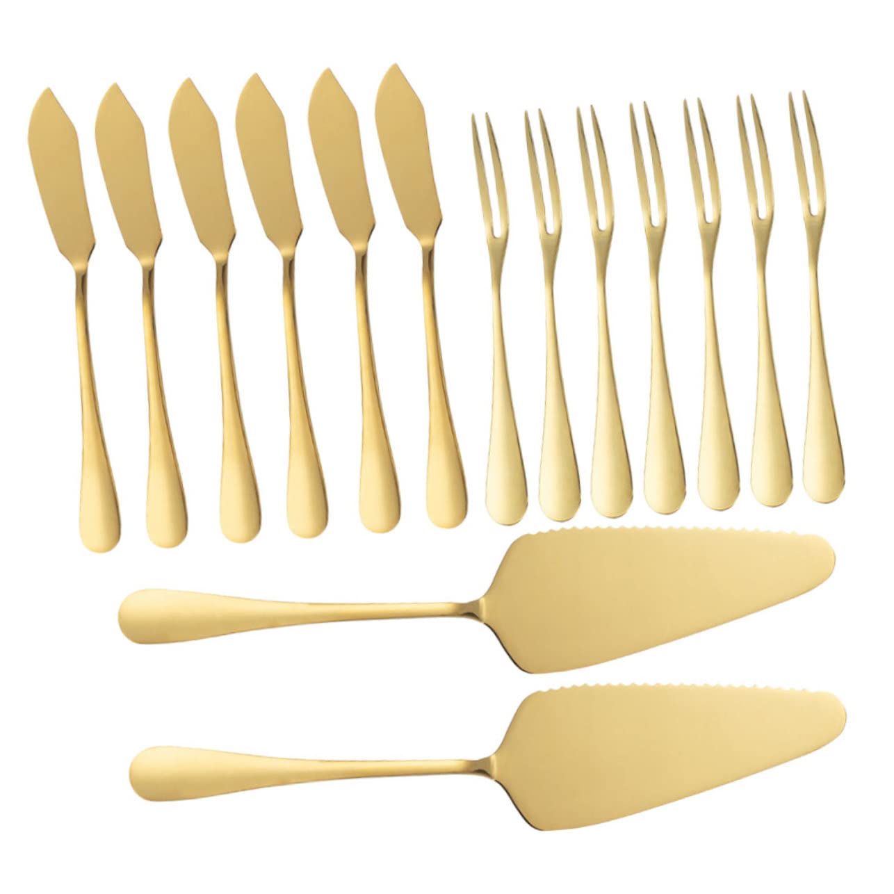 GRIRIW 1 Set Stainless Steel Cake Spatula Fruit Pies Bbq Decor Fruitcake Cupcake Forks Wedding Decoration Small Cheese Servers Cheese Slicer Butter Divider Cake Spatula Cake Cutter Golden