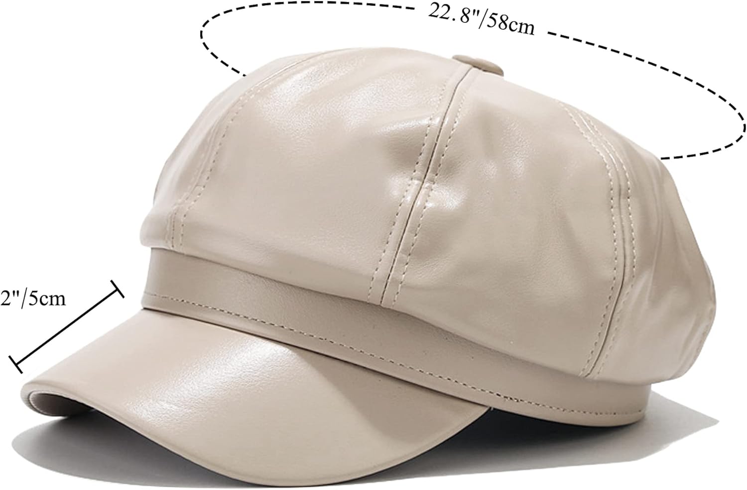 Voilipex Womens PU Leather Newsboy Cap 8 Panel Paperboy Newsie Cap Bakerboy Beret Cabbie Hat - Image 6