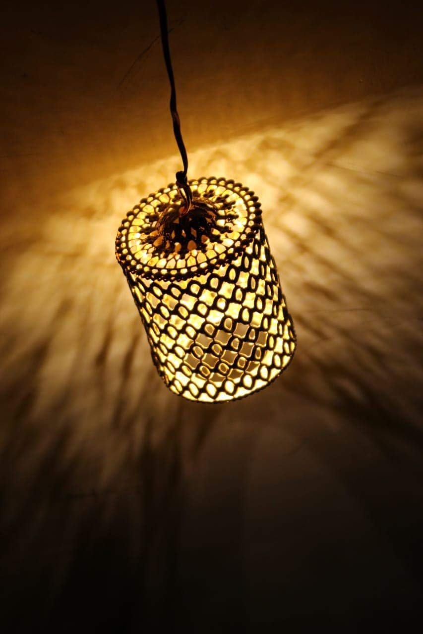 Manthan 3W Warm Yellow led Light in Hanging Pendant Style for Home Diwali Decoration Lightning - Golden