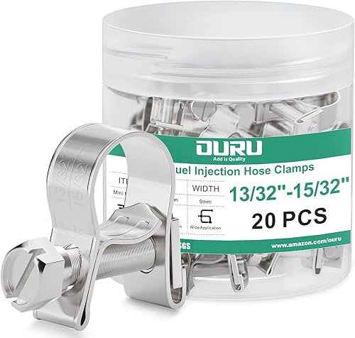 Miniatura 8 de Kit surtido de 120 abrazaderas de línea de combustible de acero inoxidable 304, 8 tamaños ajustables de 932 a 2332 pulgadas de diámetro (0.276-0.709