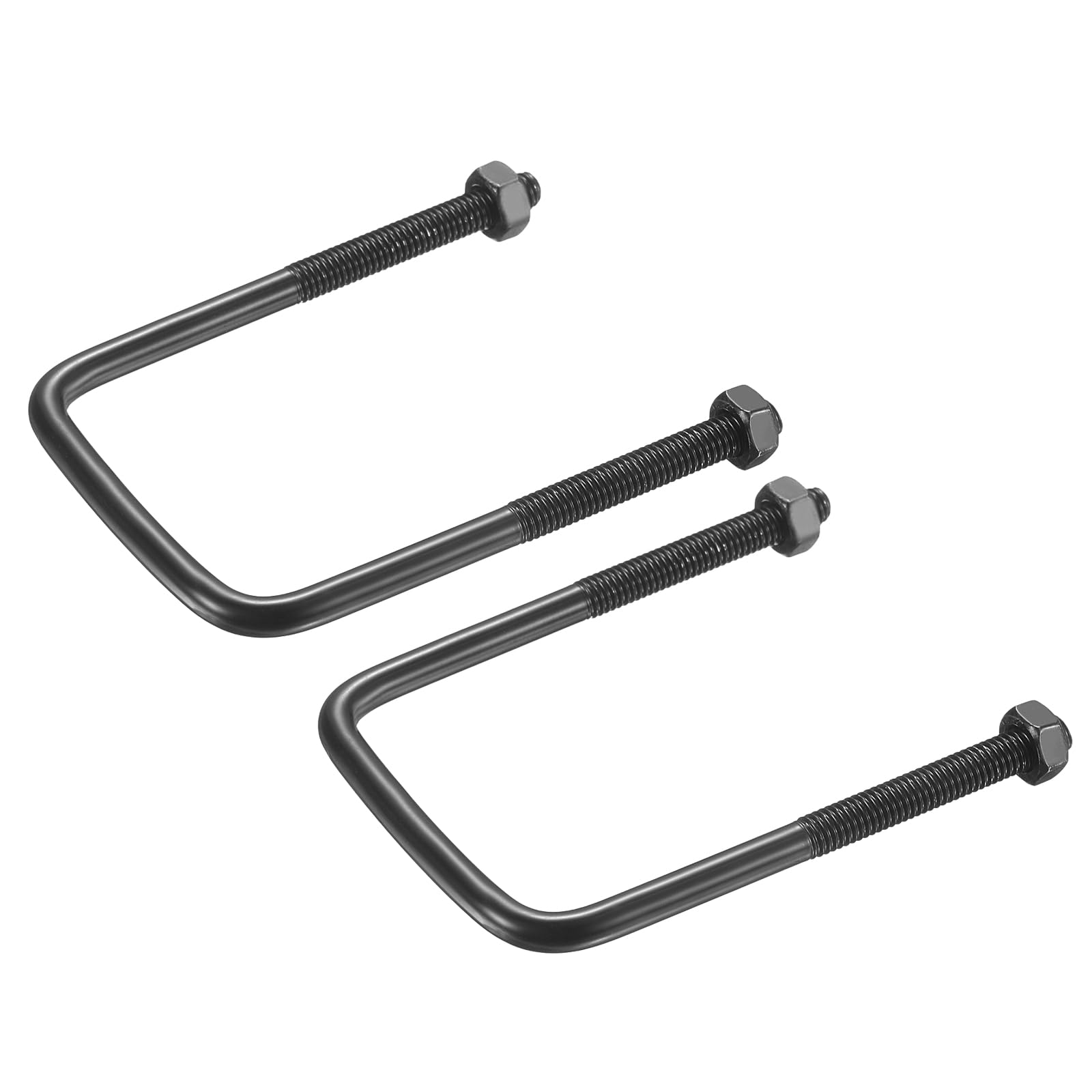 sourcing map 2 Sets M6 Square U-Bolts, 50mm (1.97") Inner Width 80mm (3.15") Length 304 Stainless Steel U-Clamp Bolt Electroplated with Nuts for Automobile, Trailer, Boat Trail, Black