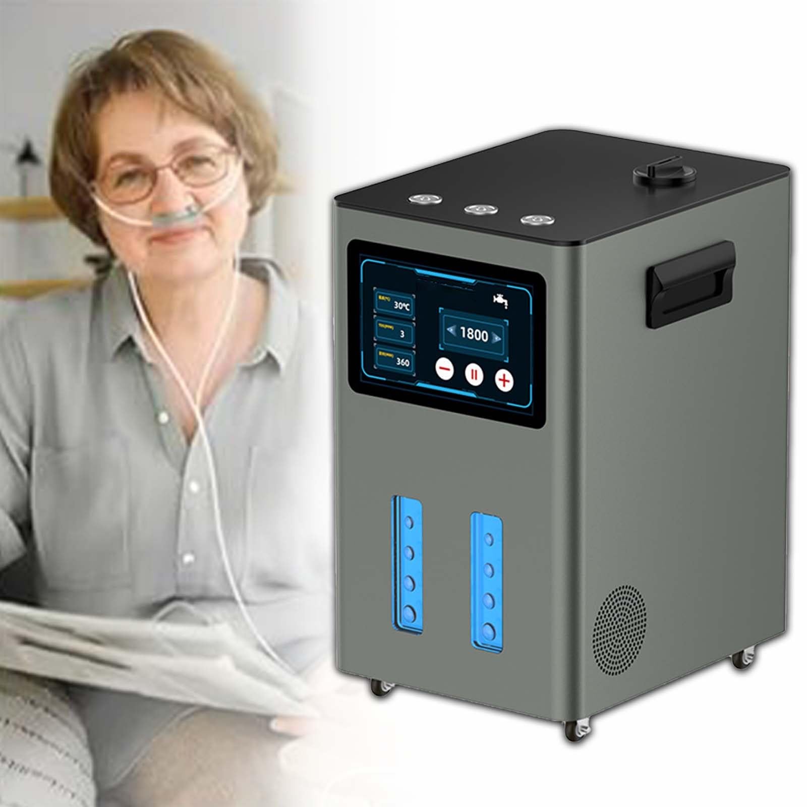 Aparat Do Inhalacji Wodorem, Inhalator H2, Technologia Spe Pem, 99,99% Czystego H2 Do 4200 Ml/Min (4,2 L/Min), Automatyczne Napełnianie/Opróżnianie, Do Domowego Wellness(Gunmetal,900ml/min)