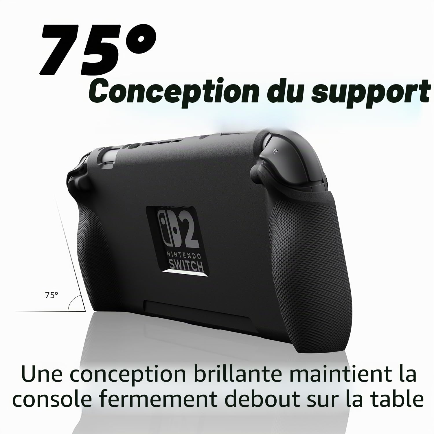 Savage Raven by Skull & Co. StandGrip Front Cover Bundle for Nintendo Switch 2: Protective Case with Textured Grips Full Protection and Hard-Shell Front Cover Handheld Design - Smoky Black