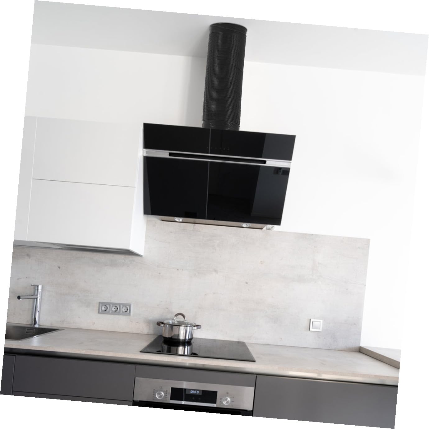 Tubo Flessibile Condotto Aria in Pvc Nero, Retrattile | Ventola e Cappa di Aspirazione, Installazione Semplice, Uso Casa e Ufficio, Struttura Flessibile