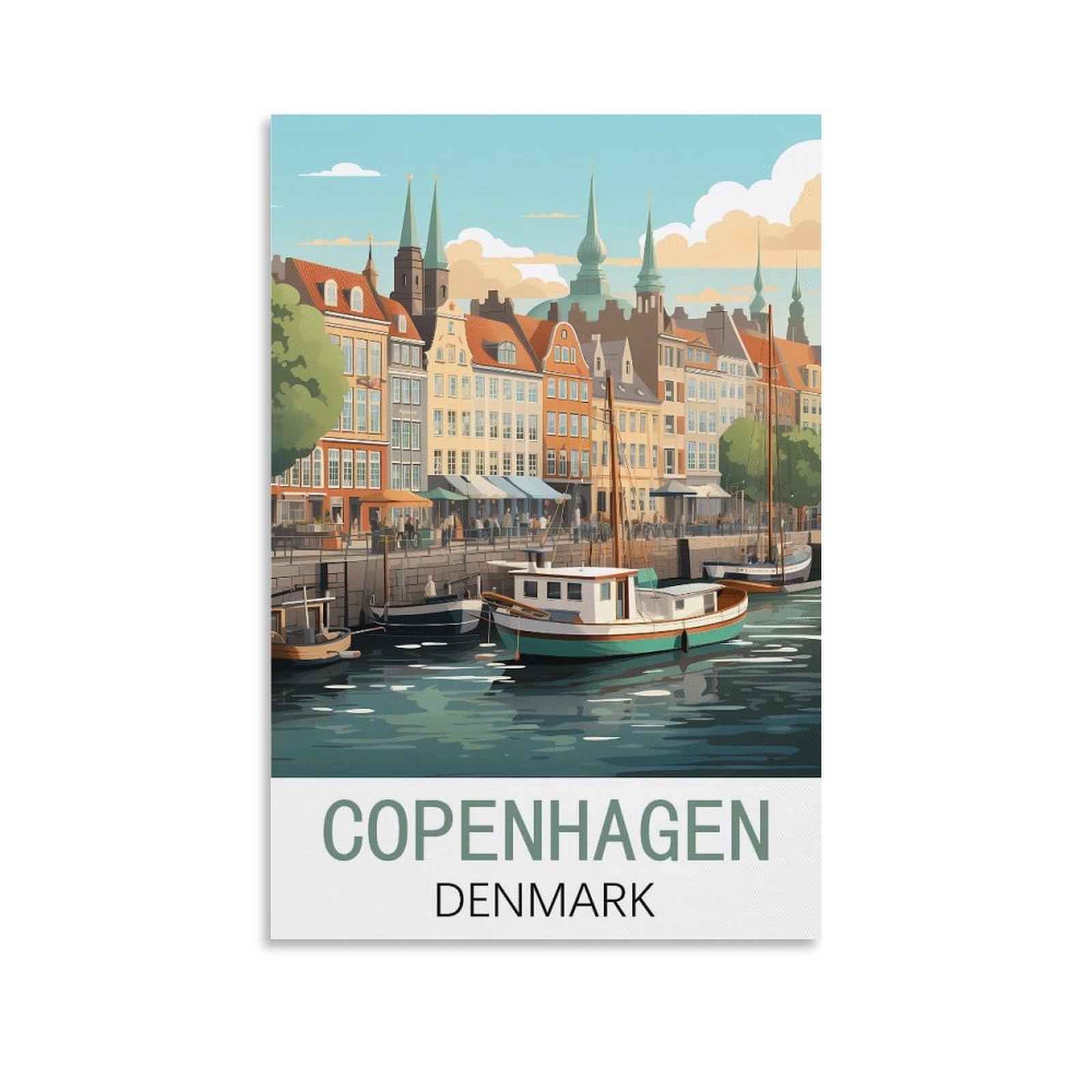 HWJJUII Copenhagen Denmark Vintage Travel Poster 08x12inch(20x30cm) Canvas Wall Posters And Art Picture Print Modern Family Bedroom Decor Posters