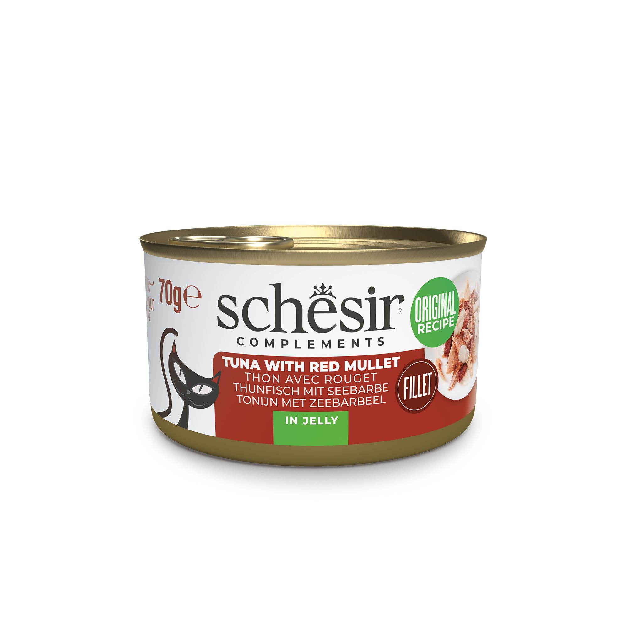 Schesir, Filetes de Atún con Calabaza en Gelatina, Comida Húmeda Complementaria para Gatos, en Latas, Receta Original, 100% Natural, 12 x 70g
