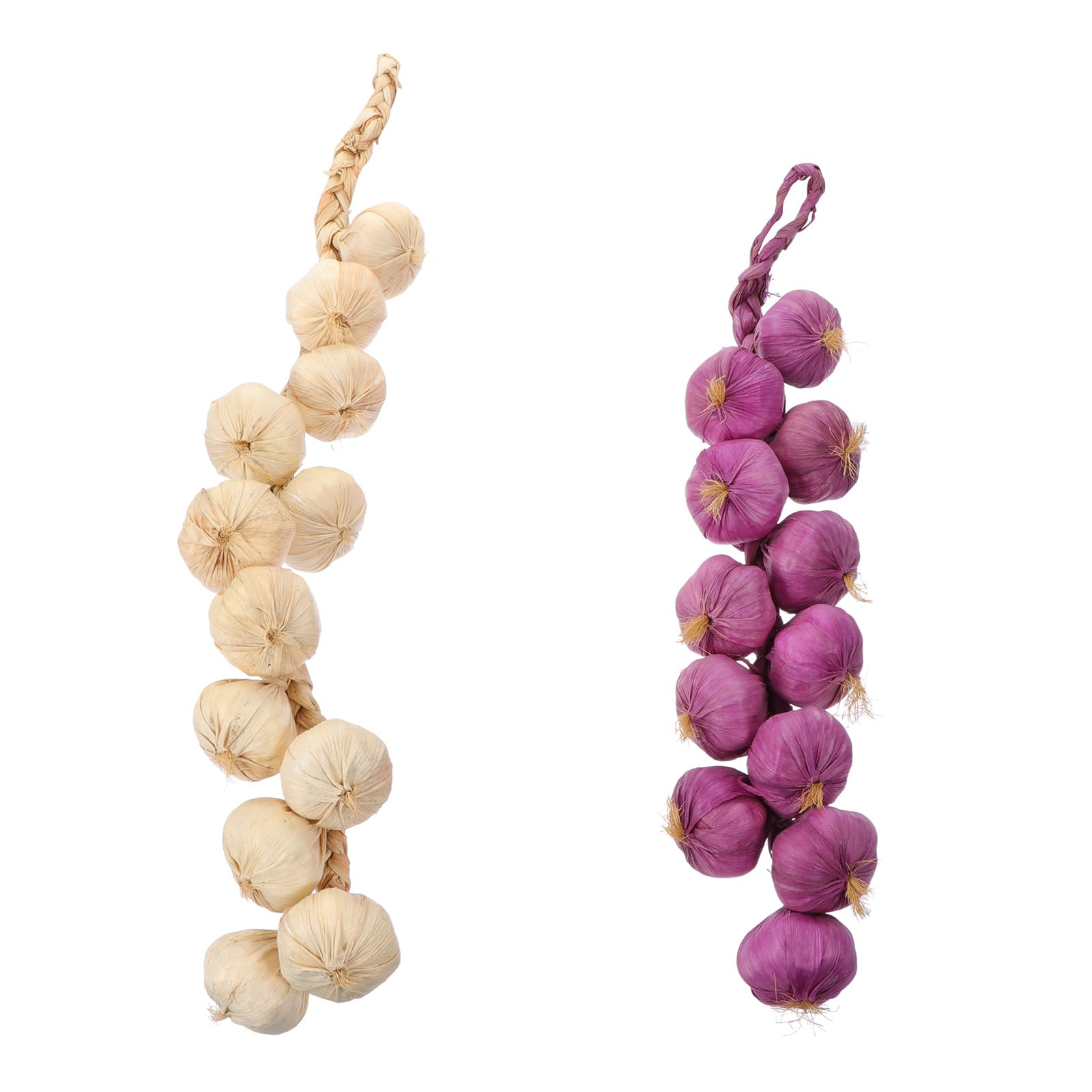 Garneck Garlic Bulb 2Pcs Artificial Garlic String Lifelike Fake Garlic Foam Vegetables Hanging Rope Photography Props for Home Party Wall Decoration White Purple Garlic House