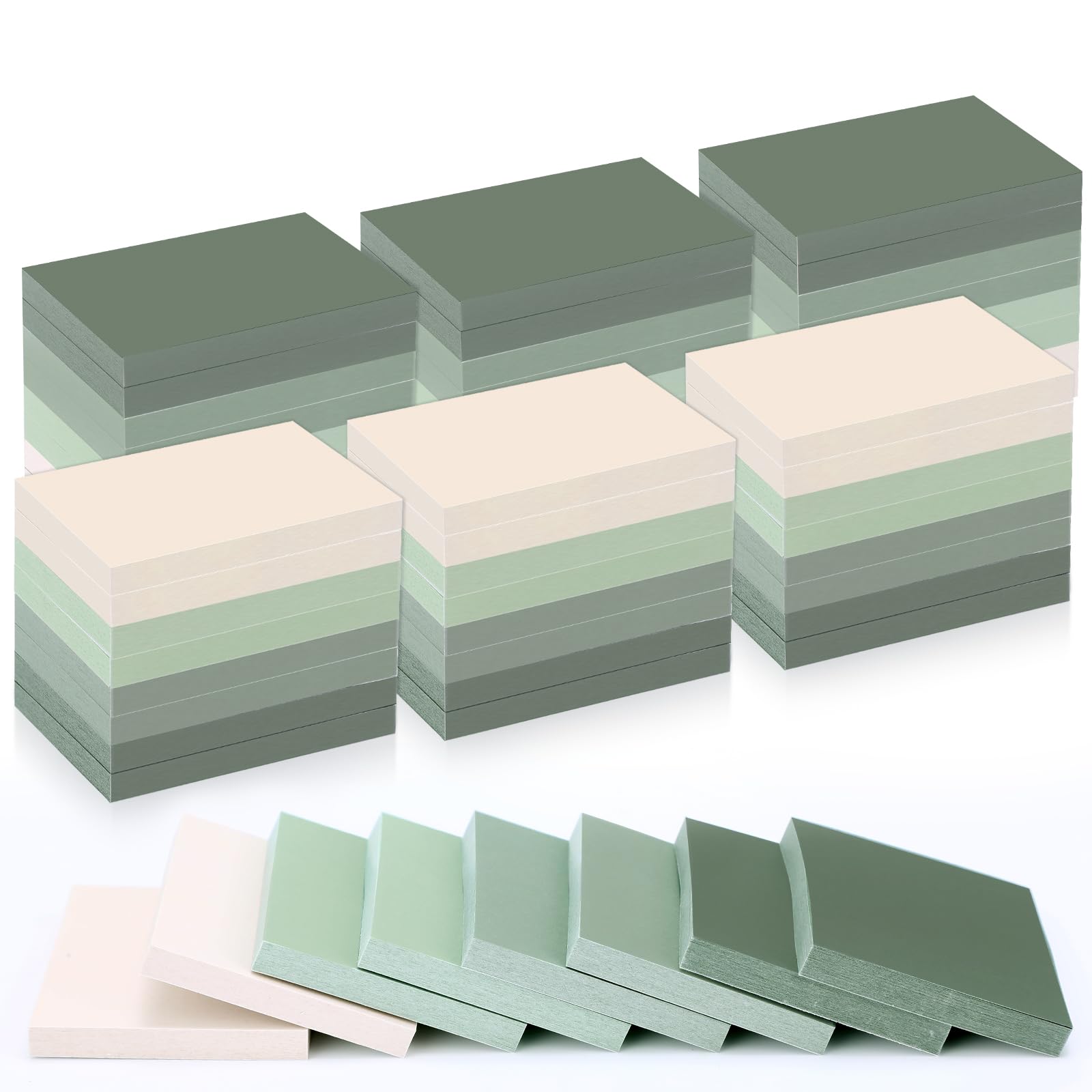 Fainne Mini-Haftnotizen, Großpackung, 3,8 x 5,1 cm, klein, sortiert, helle Farben, Papier, Memo für Büro, Schule, Notizbuch, Zubehör, 50 Blatt/Block (einfacher Stil, grüne Serie)