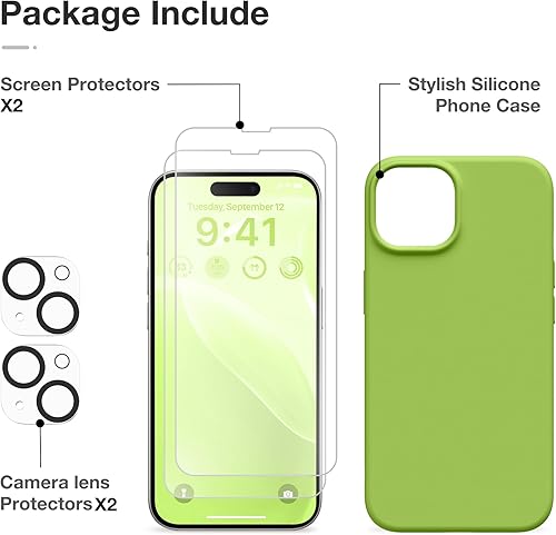 Miniatura 7 de GONEZ Funda de silicona líquida con 2 protectores de pantalla + 2 protectores de lente de cámara, forro de microfibra suave antiarañazos, a prueba