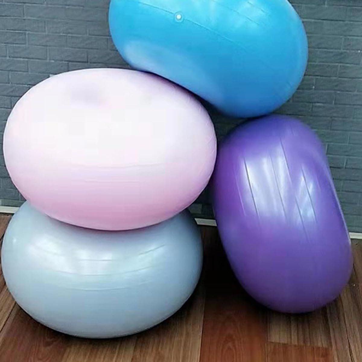 Homoyoyo Donut Ball Yoga Hilfsball aus PVC mit Luftpumpe, Blau | Anti Rutsch Oberfläche, Explosionsgeschütztes Design, für Yoga und Stretching
