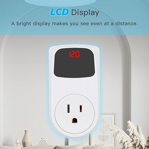 Miniatura 6 de BSEED Protector contra sobretensiones para electrodomésticos con enchufe estadounidense, supresor de voltaje, salida de apagón, 120 V, 2400 W, 15 A,