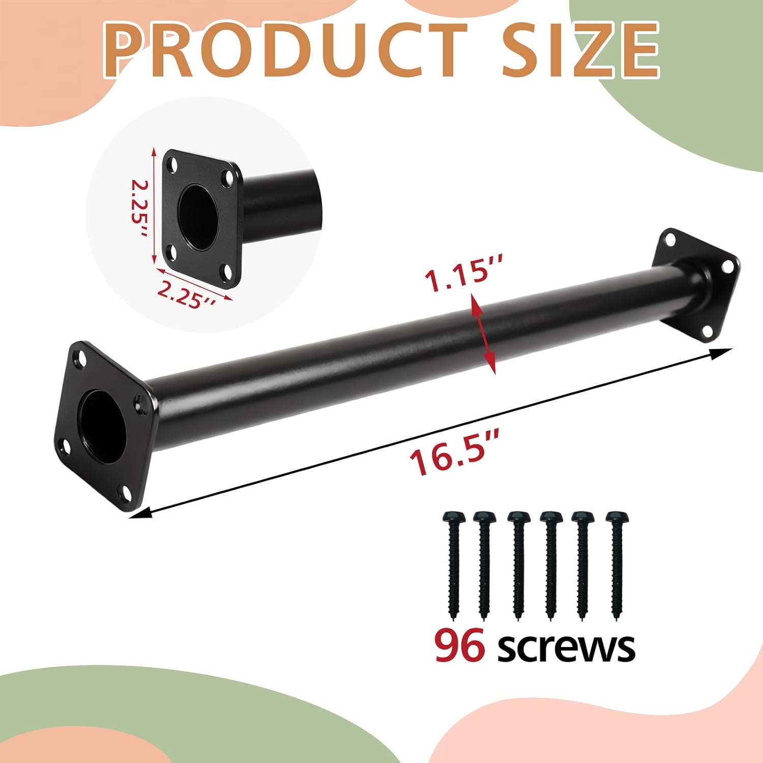 16.5" Outdoor Monkey Bars for Backyard - Set of 12, Black Metal Outdoor/Indoor Monkey Bars for Playground Ladder, Climbing or Swing Set - Kit Includes Mounting Plates & Hardware