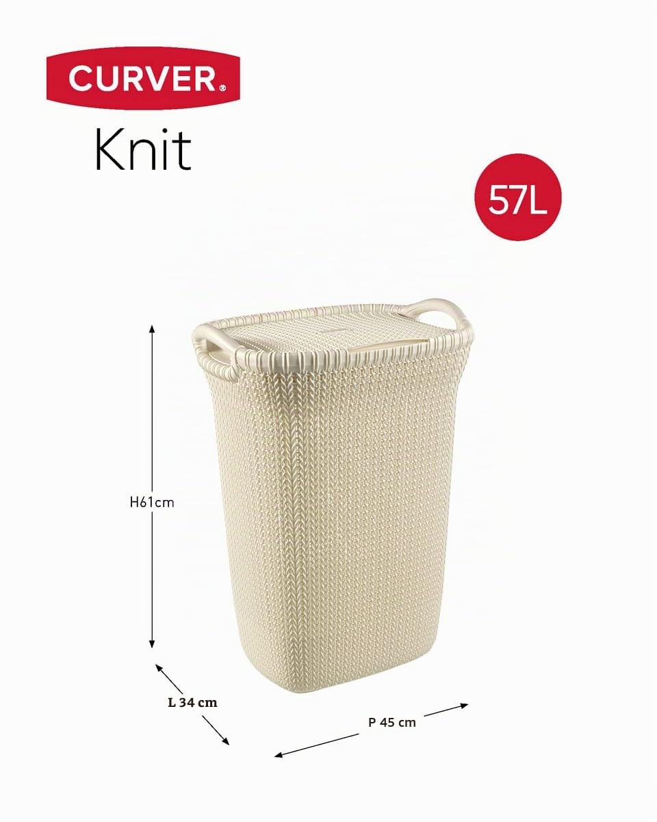 Curver Knit Portabiancheria - 57 Lt - 45X34X61H, Crema