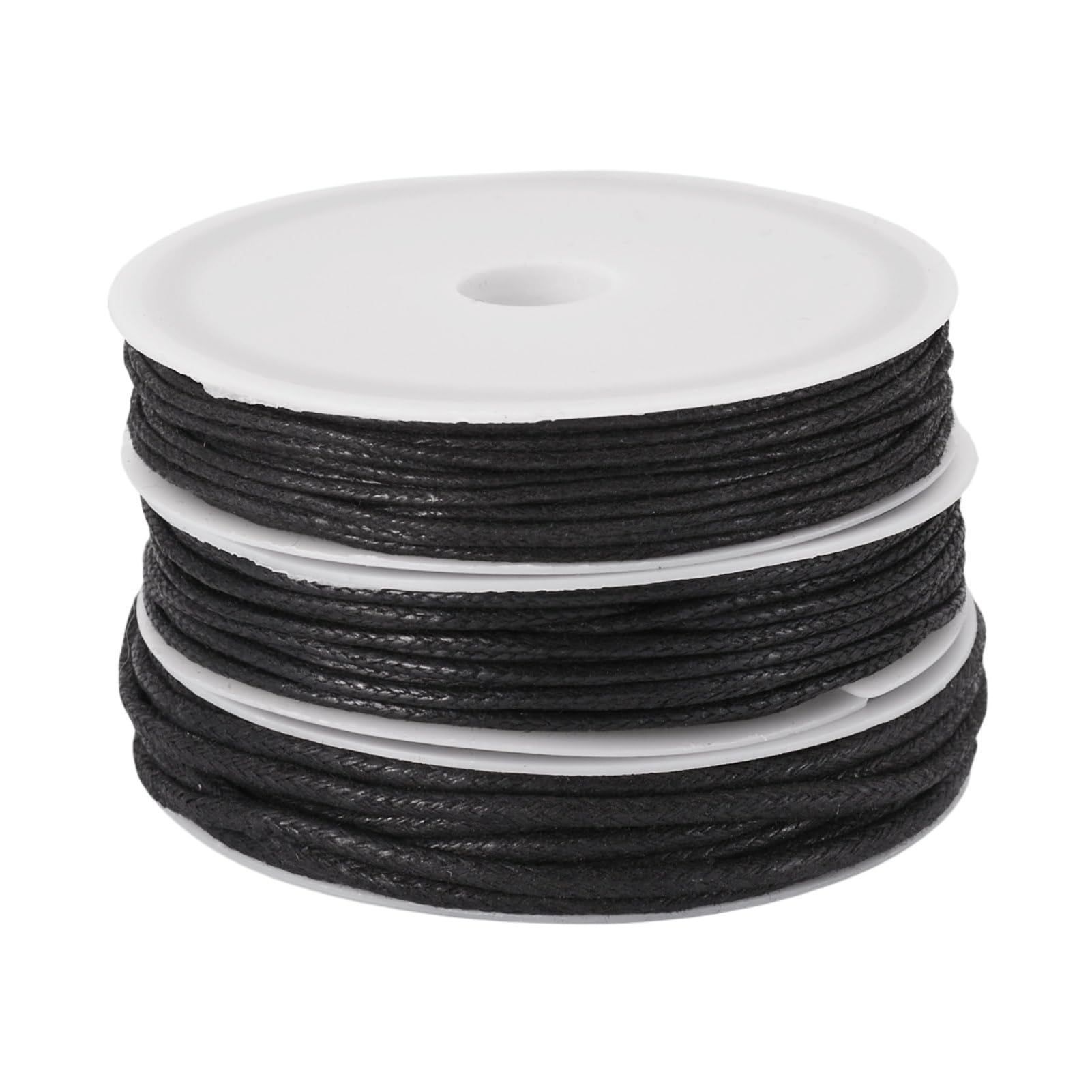 Craftora 16.1m Waxed Cotton Threads 1mm 1.5mm 2mm Black Beading String Macrame Cords for DIY Friendship Bracelet Jewellery Making